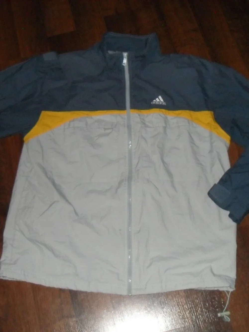 Vintage Adidas Colorblock Windbreaker Jacket Mens Medium Navy Grey Yellow Y2K